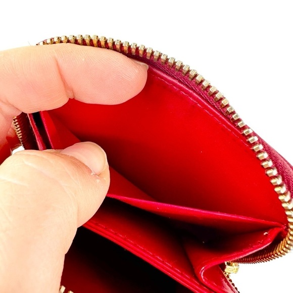 Authentic PRADA Cherry Red Saffiano Leather Card & Coin Holder with Box - Picture 7 of 16